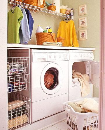 Bố trí máy giặt trong phòng chứa đồ